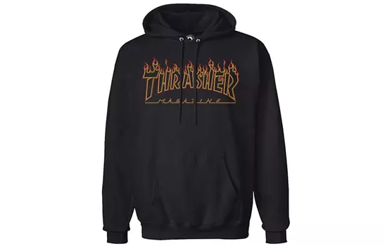 Thrasher Толстовка с капюшоном, зимняя, японская версия, унисекс, черная