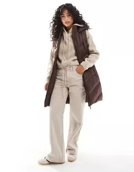 Threadbare – Коричневый утепленный удлиненный жилет с капюшоном