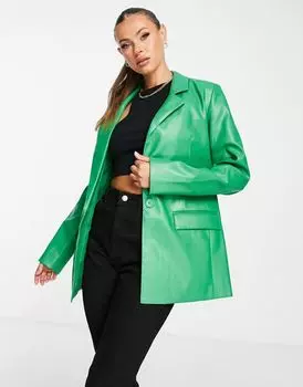 Threadbare Plus - Conker - Ярко-зеленый пиджак из искусственной кожи PU