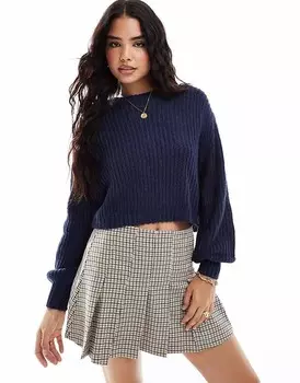 Threadbare – темно-синий свитер короткого кроя и круглым вырезом