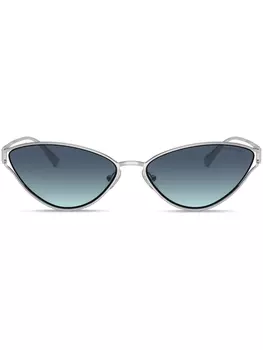 Tiffany & Co Eyewear солнцезащитные очки в оправе 'кошачий глаз', серебристый