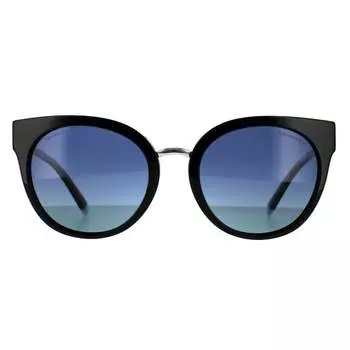 Tiffany круглые женские синие поляризационные солнцезащитные очки с градиентом Tiffany & Co, черный