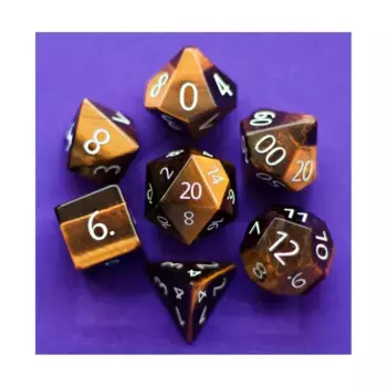 Тигровый глаз — полноразмерный набор многогранников (7), Gemstone Dice (Metallic Dice Games)