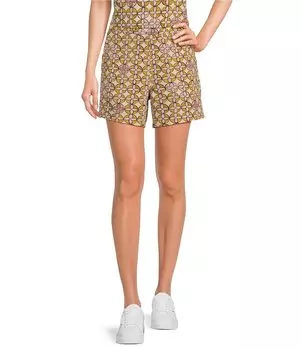 TILLEY Координационные шорты без шнурков с плоской передней частью и карманами из искусственного шелка розового цвета с мозаикой, мультиколор