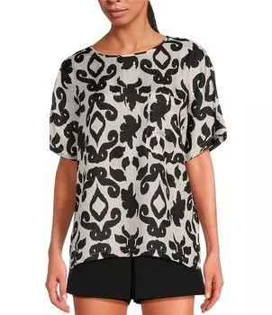 TILLEY Шелковый топ с одним карманом и принтом «лодочка», мультиколор