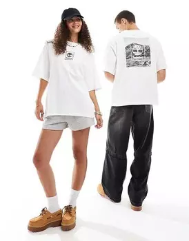 Timberland – белая футболка оверсайз с горным принтом – только на ASOS
