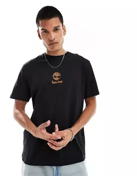 Timberland – черная футболка с небольшим логотипом посередине