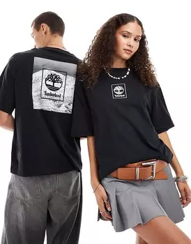 Timberland — черная объемная футболка с горным принтом — только на ASOS