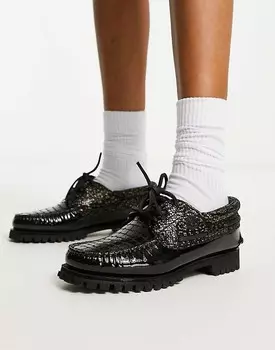 Timberland – Heritage Noreen – топсайдеры из лакированной кожи черного цвета