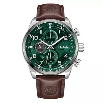 Timberland Наручные часы Henniker II Collection с кварцевым механизмом, кожаным ремешком, 46 мм, зеленый циферблат, мужские часы
