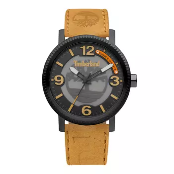 Timberland Наручные часы Scusset Collection с кварцевым механизмом, кожаным ремешком, 44 мм, черный циферблат, мужские часы