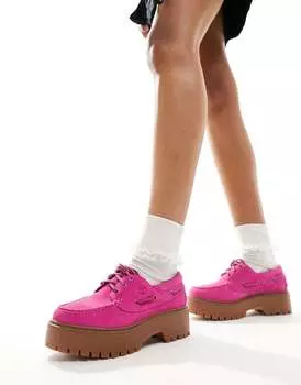 Timberland - Stone Street - Туфли-лодочки на платформе с тремя люверсами из розовой замши