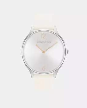 Timeless 25200010 женские кожаные часы белого цвета Calvin Klein, белый