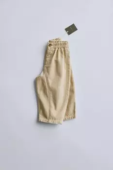 Timelesz- брюки из смешанной шерсти и твила ZARA, цвет butter
