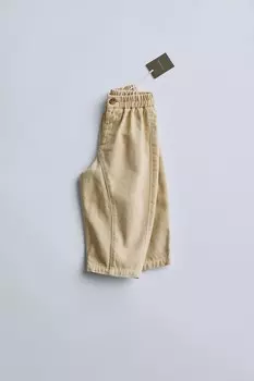 Timelesz- брюки из смешанной шерсти и твила ZARA, цвет butter