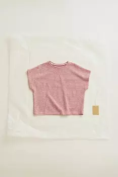 Timelesz - футболка из полосатой ткани ZARA, пыльно-розовый