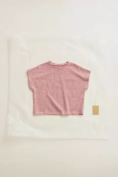 Timelesz - футболка из полосатой ткани ZARA, пыльно-розовый