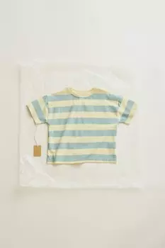 Timelesz - футболка с широкой полосой ZARA, светло-голубой