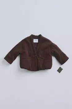 Timelesz – кимоно текстурированная куртка ZARA, коричневый