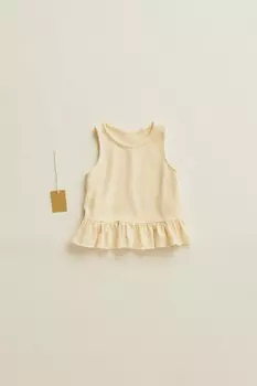 Timelesz - льняной топ с оборками ZARA, экрю