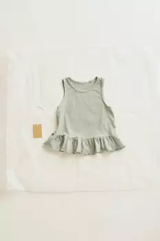 Timelesz - льняной топ с оборками ZARA, средне-синий