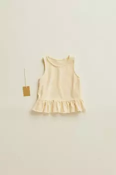 Timelesz - льняной топ с оборками ZARA, экрю