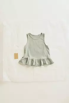 Timelesz - льняной топ с оборками ZARA, средне-синий