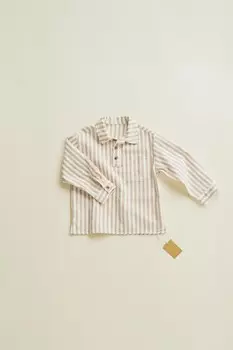 Timelesz - полосатая рубашка из смешанного льна ZARA, экрю/бордовый