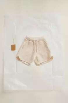 Timelesz - шорты-бермуды из вафельной трикотажной ткани с затяжками ZARA, экрю