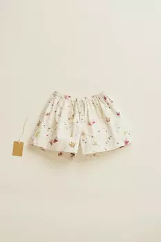 Timelesz - шорты-бермуды с цветочным принтом ZARA, экрю