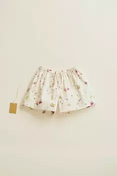 Timelesz - шорты-бермуды с цветочным принтом ZARA, экрю