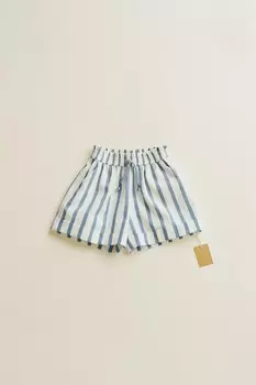 Timelesz - шорты-бермуды с полосатой на шнурке ZARA, светло-голубой