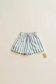 Timelesz - шорты-бермуды с полосатой на шнурке ZARA, светло-голубой