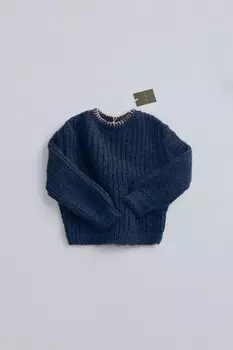 Timelesz – свитер с контрастной строчкой ZARA, синий/темно-синий