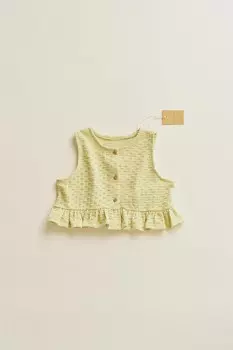 Timelesz - трикотажный топ с воланами и попкорном ZARA, фисташковый