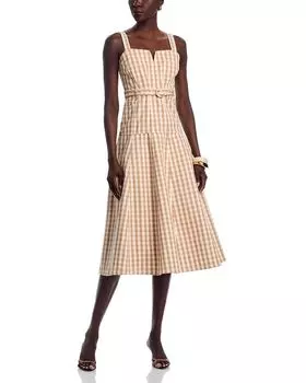 Тини Деним Платье в клетку Cinq Sept, коричневый