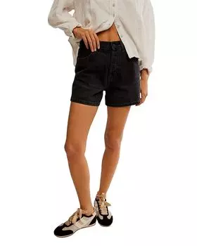 Типпи Джинсовые Шорты с Высокой Посадкой Free People, черный