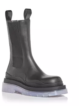 TIRE BOOT Женские кожаные ботинки до середины икры для зимы и снега Bottega Veneta, черный