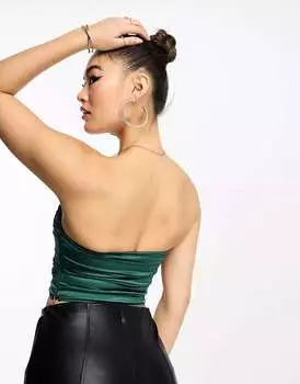 Тирок-бирюзовый атласный корсетный топ ASOS