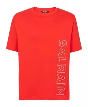 Тисненая футболка Balmain, красный