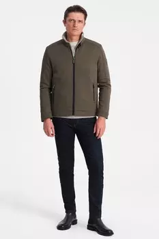 Тисненая куртка с карманами на молнии Ombre, зеленый