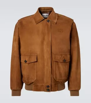 Тисненая замшевая блузон Miu Miu, Cannella