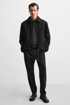 Тисненые кожаные туфли ZARA, черный