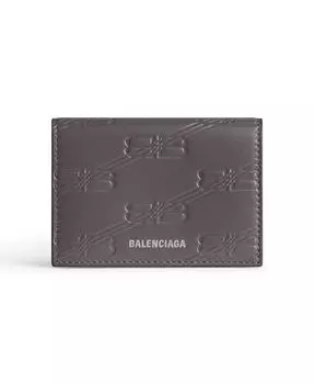 Тиснёный мини-кошелёк с монограммой в коробке Balenciaga, серый