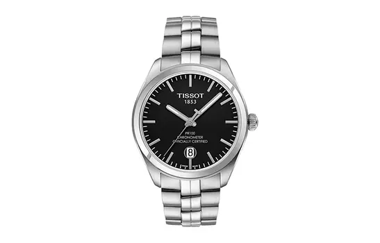 TISSOT Коллекция PR100, кварцевый механизм, мужские часы, 39 мм, черный циферблат, корпус из нержавеющей стали, ремешок из нержавеющей стали