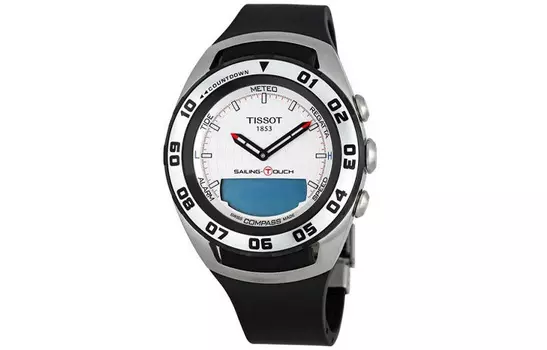 TISSOT Коллекция сенсорных экранов, кварцевый механизм, мужские часы, 45 мм, белый циферблат, корпус из нержавеющей стали, резиновый ремешок