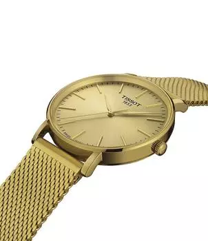 Tissot Мужские аналоговые кварцевые часы с браслетом из нержавеющей стали с золотой сеткой, золотой