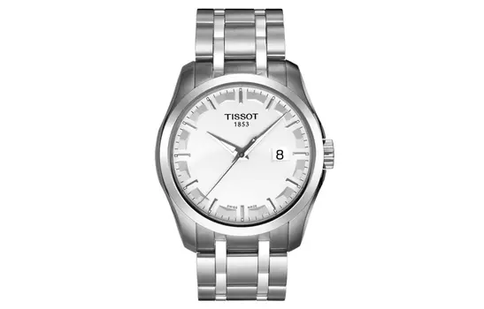 TISSOT Мужские часы Kutu Collection с кварцевым механизмом, 39 мм, белый циферблат, корпус из нержавеющей стали, ремешок из нержавеющей стали