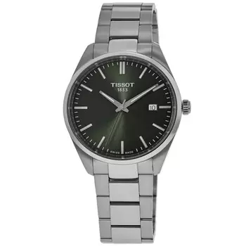 Tissot PR 100 кварцевые мужские часы из нержавеющей стали с зеленым циферблатом T150.410.11.091.00