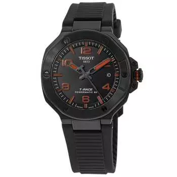 Tissot T-Race Powermatic 80 Автоматические мужские часы с черным циферблатом и силиконовым ремешком